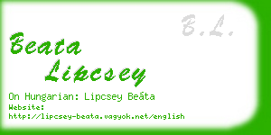 beata lipcsey business card